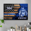 Canvas Prints 24" x 16" - BEST SELLER / 0.75" Deputy Sheriff Suit Thin Blue Line Canvas Print - Half Flag