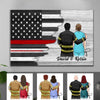 Canvas Prints 24" x 16" - BEST SELLER Half Flag Firefighter And Nurse Couple Personalized Canvas