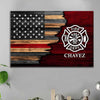 Canvas Prints 24" x 16" - BEST SELLER / 0.75" Half Flag - Firefighter Emblem Thin Red Line Personalized Firefighter Canvas Print