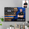 Canvas Prints 24" x 16" - BEST SELLER Half Thin Blue Line Flag Police Officer Upload Photo Personalized Canvas Print