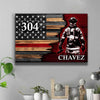 Canvas Prints 24" x 16" - BEST SELLER / 0.75" Half Thin Red Line Bunker Gear With Unit Number Thin Red Line Personalized Firefighter Canvas Print