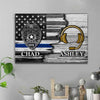 Half Flag - Police x Dispatcher Couple  Thin Blue Line Personalized Canvas Print
