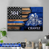 Half Thin Blue Line Flag Deputy Motorcycle Officer Canvas Print