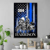 Thin Blue Line Flag Personalized Motorcycle Officer Canvas Print
