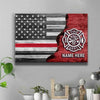 Half Thin Red Line Flag Thin Red Line Personalized Firefighter Canvas Print