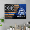 Canvas Prints 24" x 16" - BEST SELLER / 0.75" Police Officer Suit Thin Blue Line Canvas Print - Half Flag