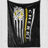 Distressed Flag Thin Gold Line Dispatcher Personalized Fleece Blanket