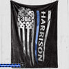 Fleece Blanket 30" x 40" Thin Blue Line _Distressed Flag Personalized Fleece Blanket