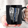 Mugs Black / 11oz Distressed Thin Blue Line Flag Personalized Thin Blue Line Coffee Mug