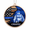 Ornament Custom Shape 1 Ornament Half Thin Blue Line Flag Police Suit Personalized Wooden Ornament