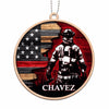 Ornament Custom Shape 1 Ornament Half Thin Red Line Flag Firefighter Personalized Wooden Ornament