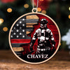 Ornament Custom Shape Half Thin Red Line Flag Firefighter Personalized Wooden Ornament
