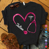 T-shirts Classic Tee / S / Black Heart Stethoscope Galaxy Nurse Personalized Shirt