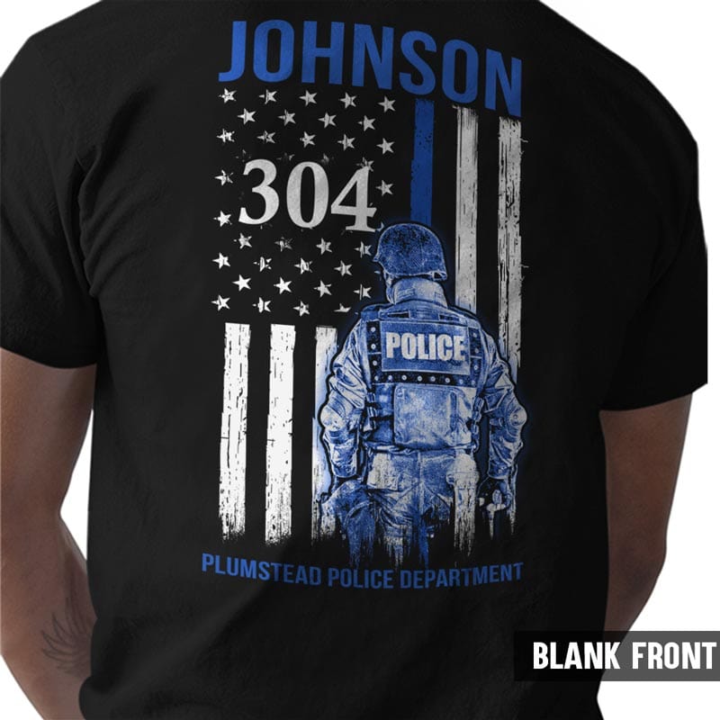Apparel S / Black Police Officer Suit - Name and Department Personalized Shirt