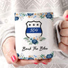 Floral Back The Blue AOP Personalized Thin Blue Line Coffee Mug
