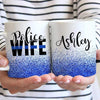 Police Wife AOP Personalized Thin Blue Line Coffee Mug (Grain Texture)