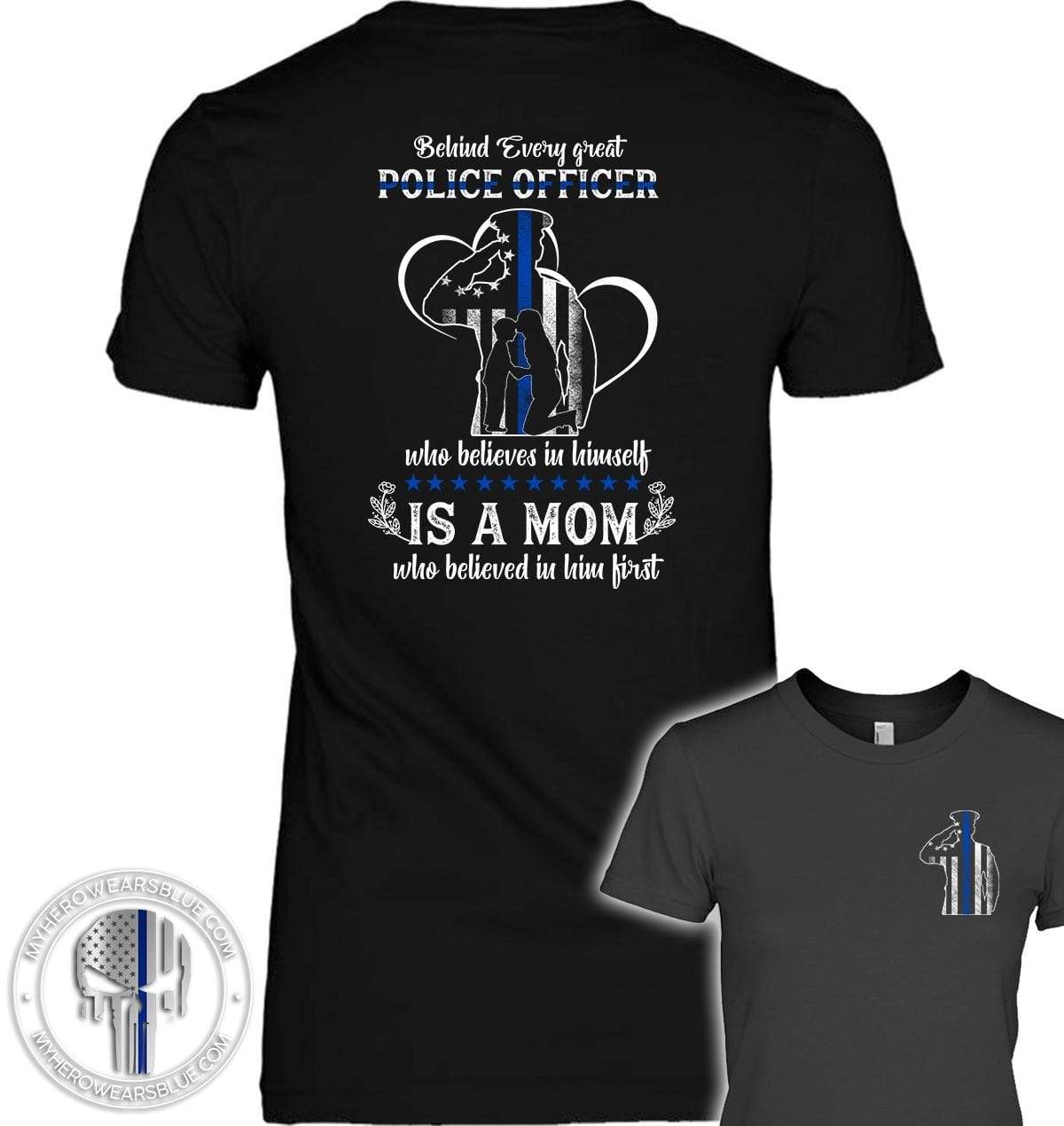 Apparel XS / Black Behind Every Great Police Officer - Mom - Standard Women's T-shirt - DSAPP