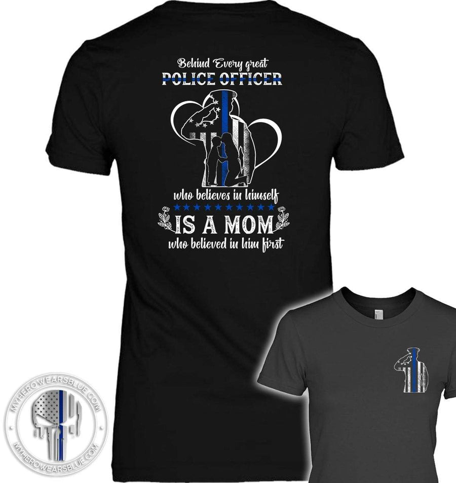 Apparel XS / Black Behind Every Great Police Officer - Mom - Standard Women's T-shirt - DSAPP
