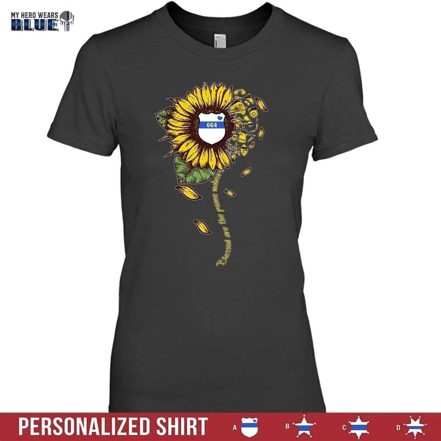 Apparel XS / Black Blessed Are The Peacemakers - Police Things - Half Sunflower - Personalized Shirt - DSAPP