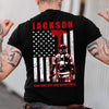 Apparel S / Black Bunker Gear Thin Red Line Personalized Firefighter Shirt (Blank Front)