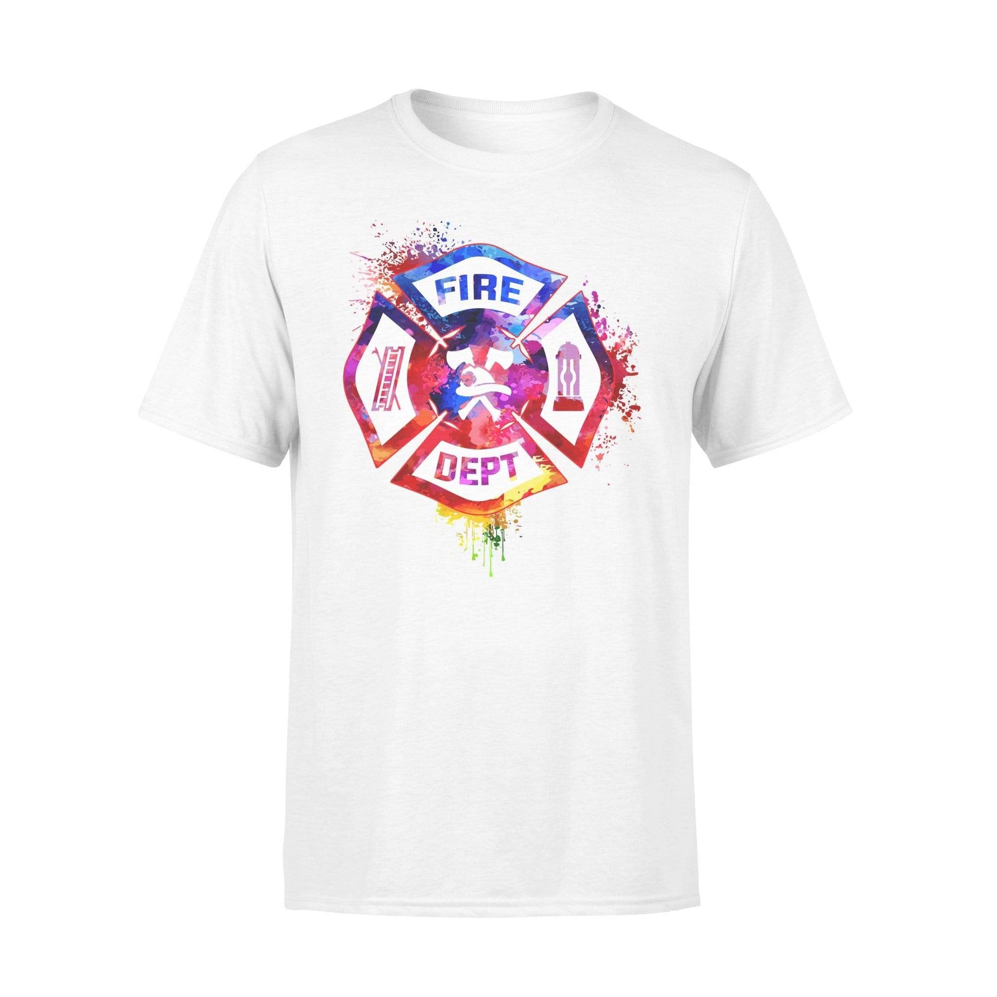 Apparel S / White Colorful Firefighter Emblem Shirt - Standard T-shirt