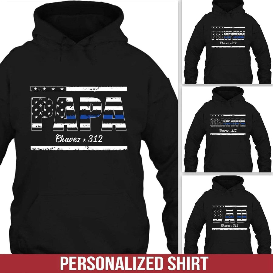 Apparel S / Black Dad Thin Blue Line - Personalized Shirt - DSAPP