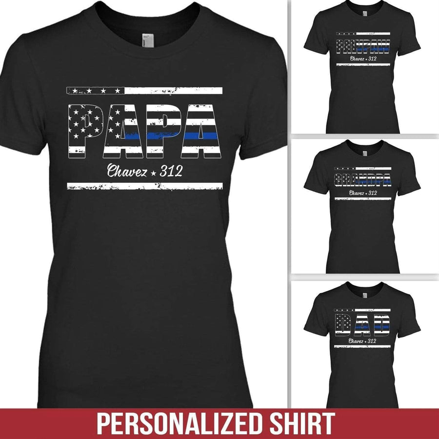 Apparel XS / Black Dad Thin Blue Line - Personalized Shirt - DSAPP