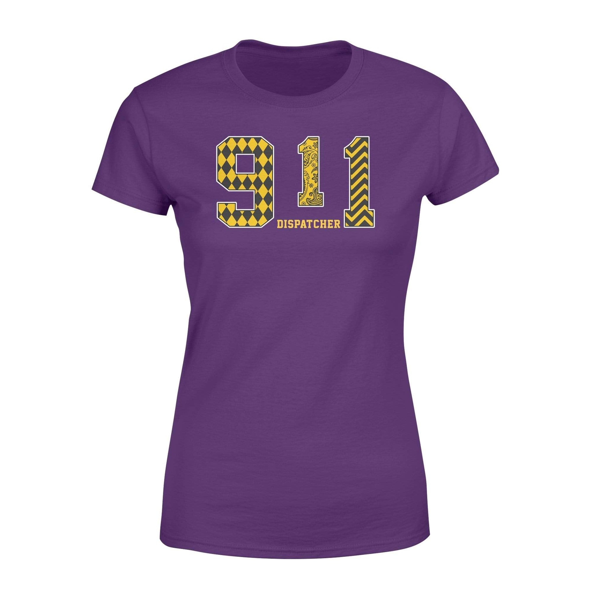 Apparel XS / Purple Dispatcher - 911 Slogan Pattern Shirt - Standard Women's T-shirt - DSAPP