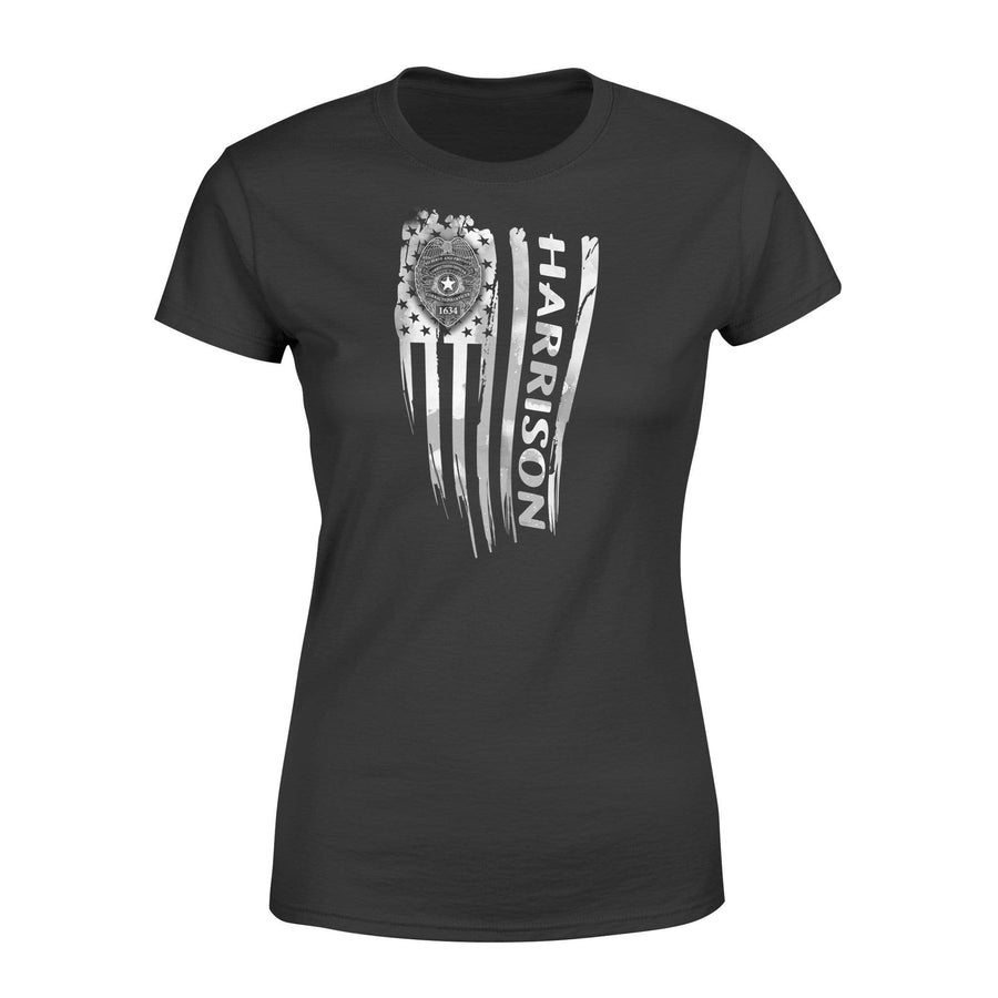 Apparel XS / Black Distressed Flag - Thin Silver Line - Standard Women's T-shirt - DSAPP