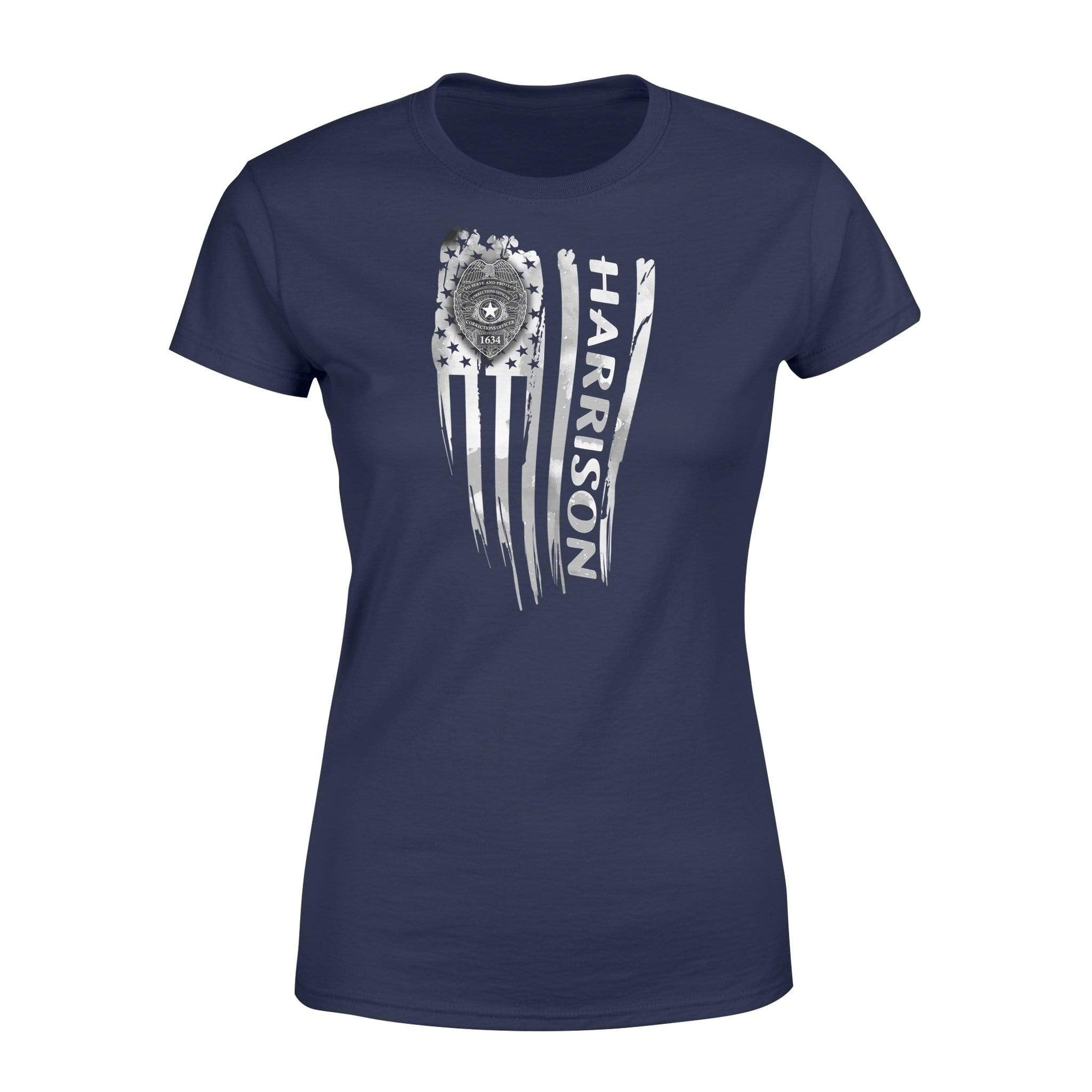 Apparel XS / Navy Distressed Flag - Thin Silver Line - Standard Women's T-shirt - DSAPP