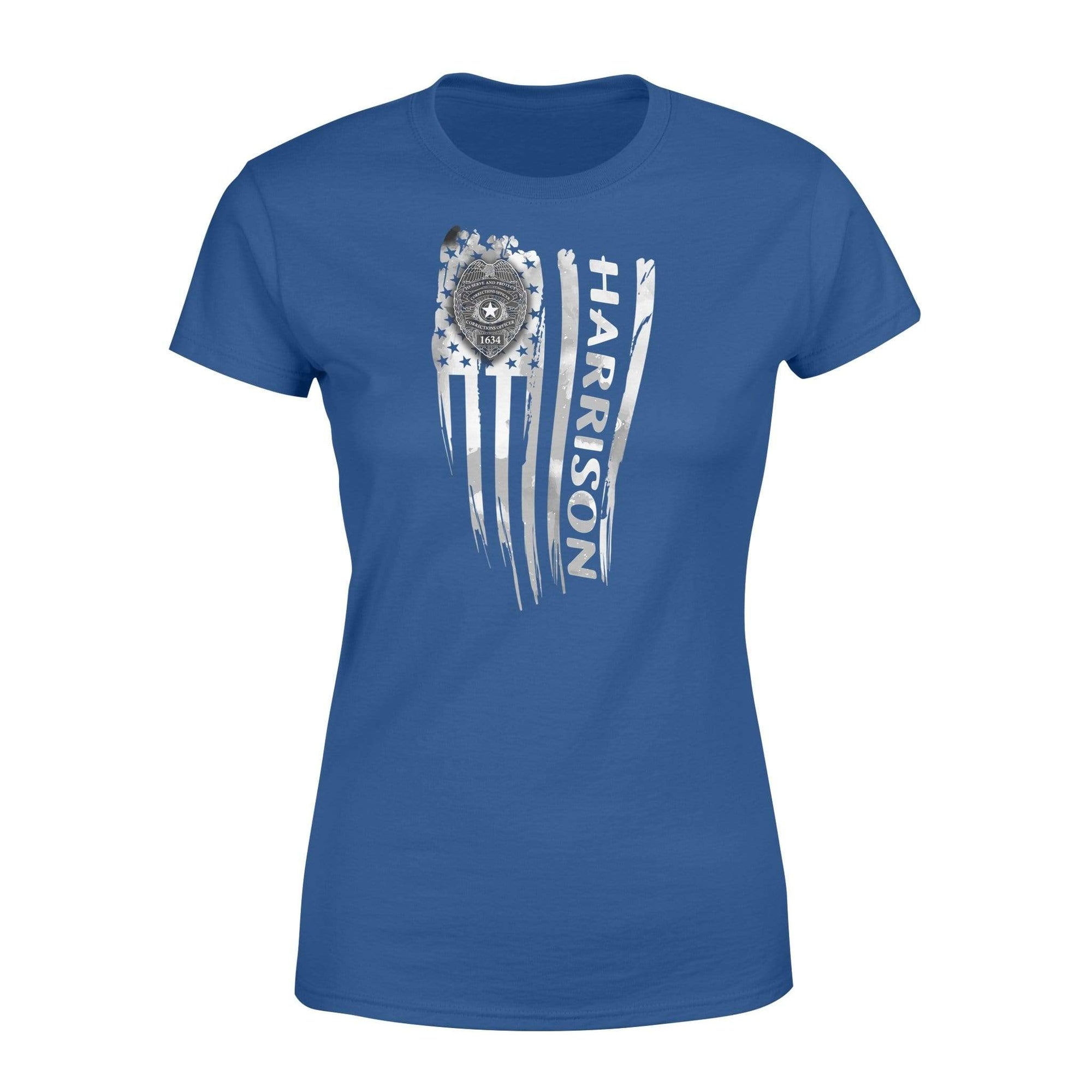 Apparel XS / Royal Distressed Flag - Thin Silver Line - Standard Women's T-shirt - DSAPP