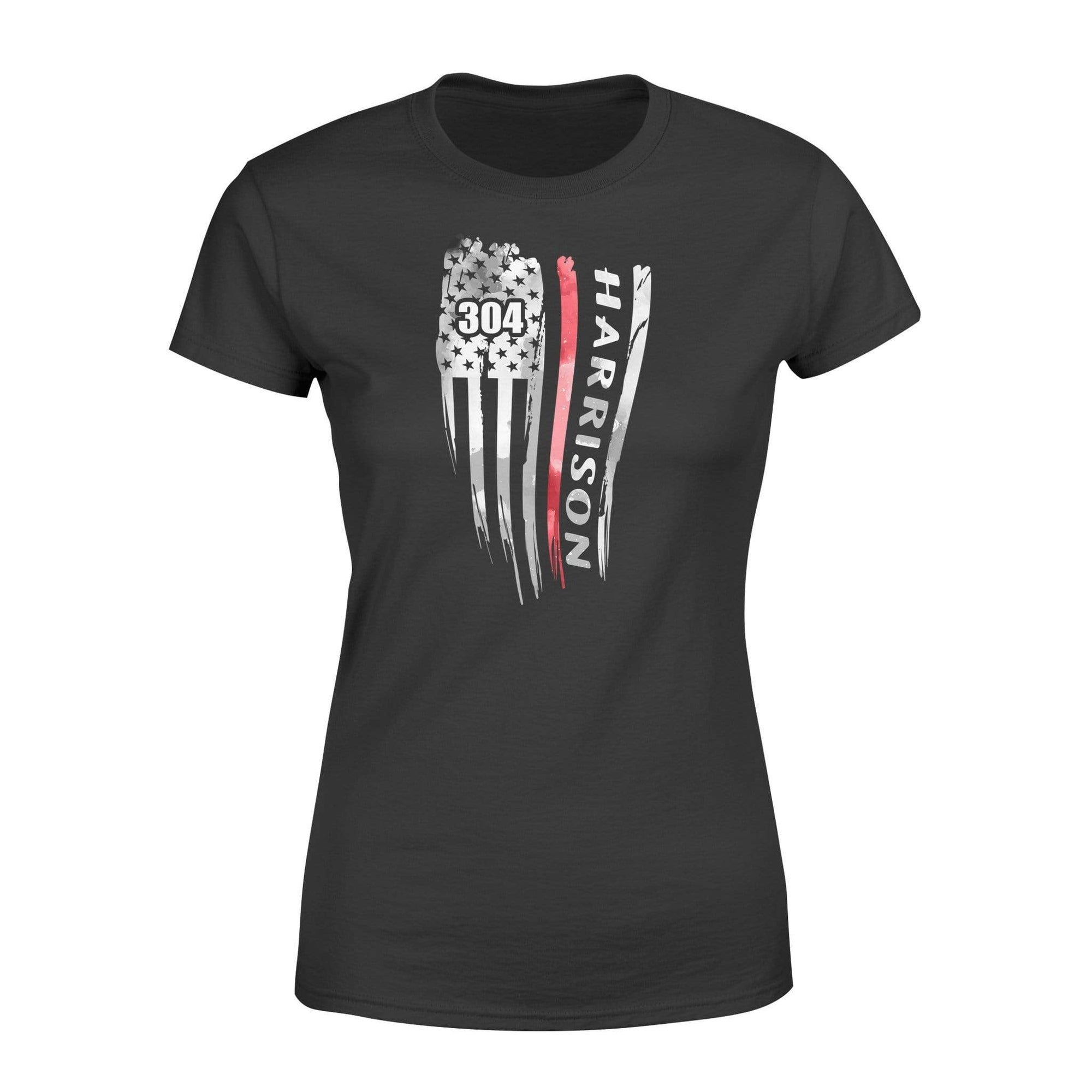Apparel XS / Black Firefighter Distressed Flag Ver2 - Personalized Shirt - Standard Women's T-shirt - DSAPP