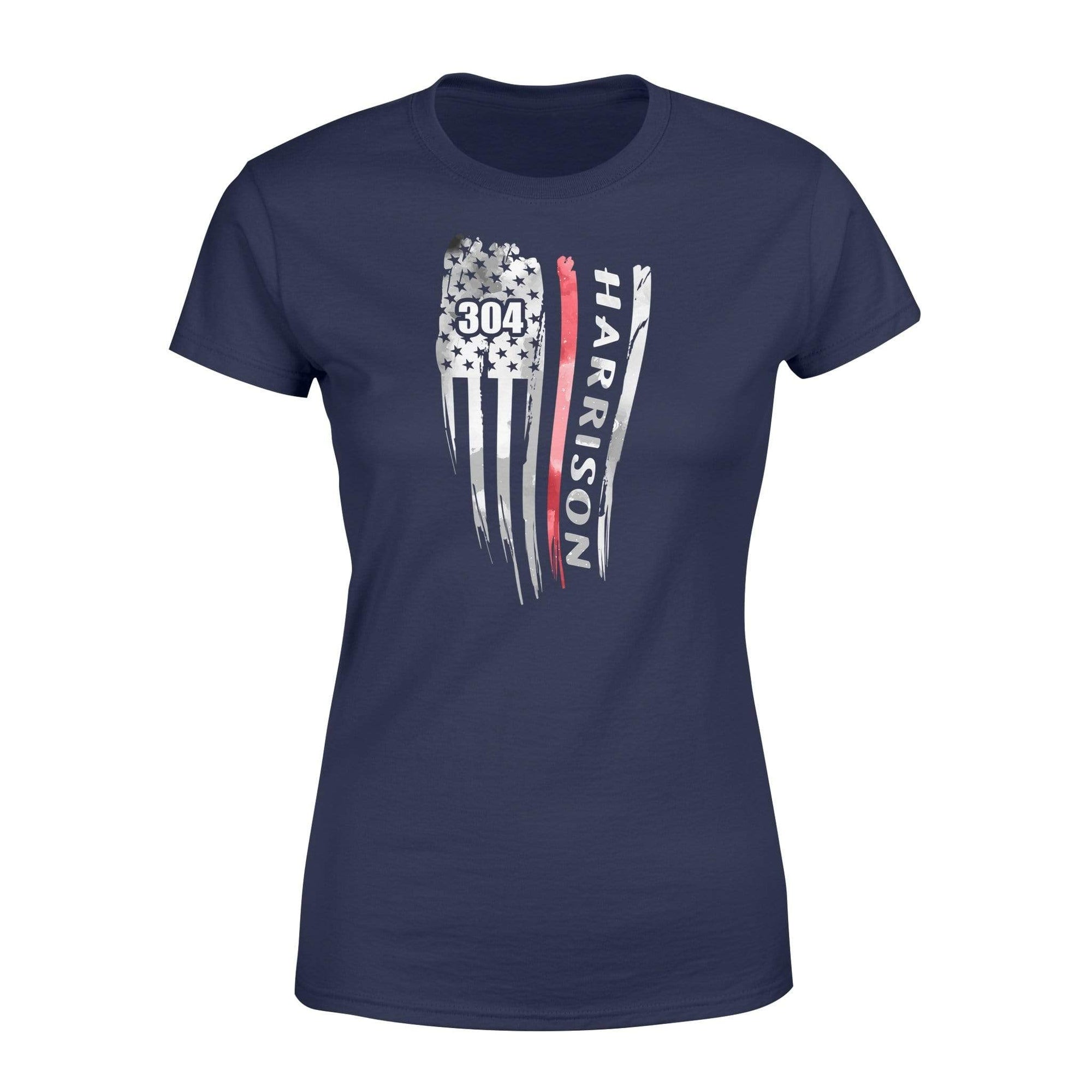 Apparel XS / Navy Firefighter Distressed Flag Ver2 - Personalized Shirt - Standard Women's T-shirt - DSAPP