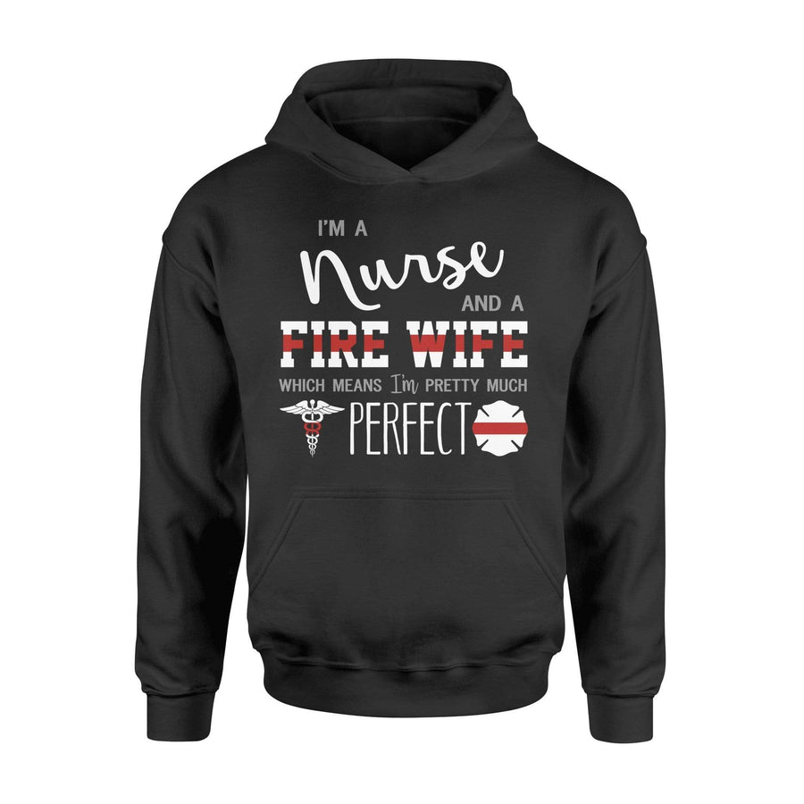 Apparel S / Black Firefighter x Nurse - Nurse - Perfect Fire Wife Shirt - Standard Hoodie - DSAPP
