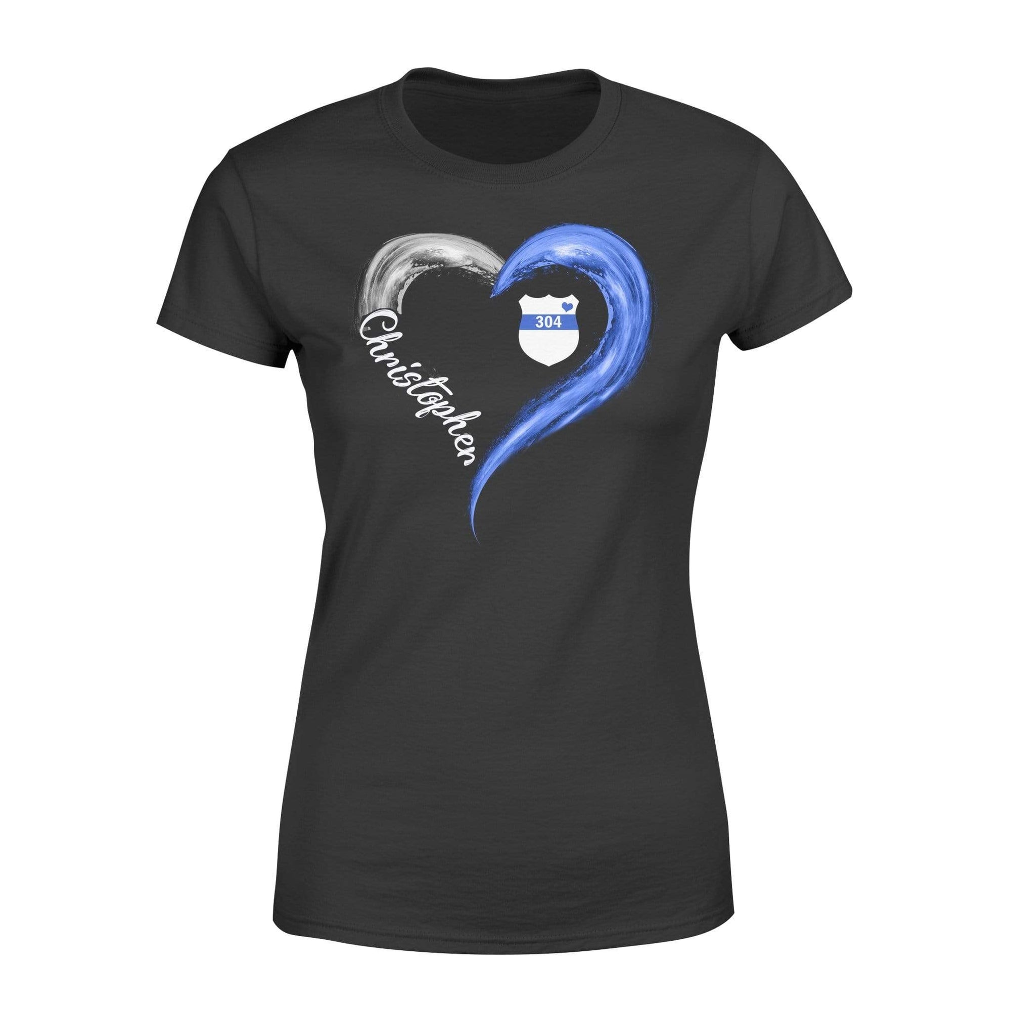 Apparel XS / Black Galaxy Heart - Name And Badge - Personalized Shirt - Standard Women's T-shirt - DSAPP