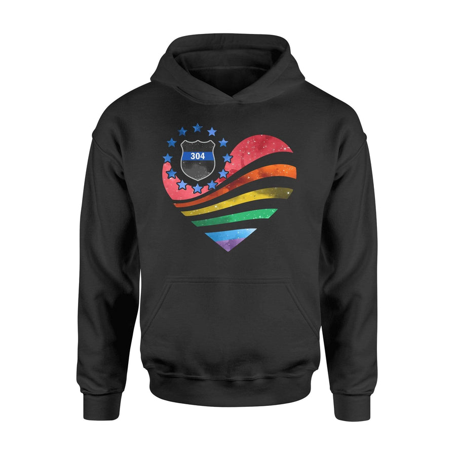 Apparel S / Black Glaxy Flag Heart - Pride Month - Police - DSAPP