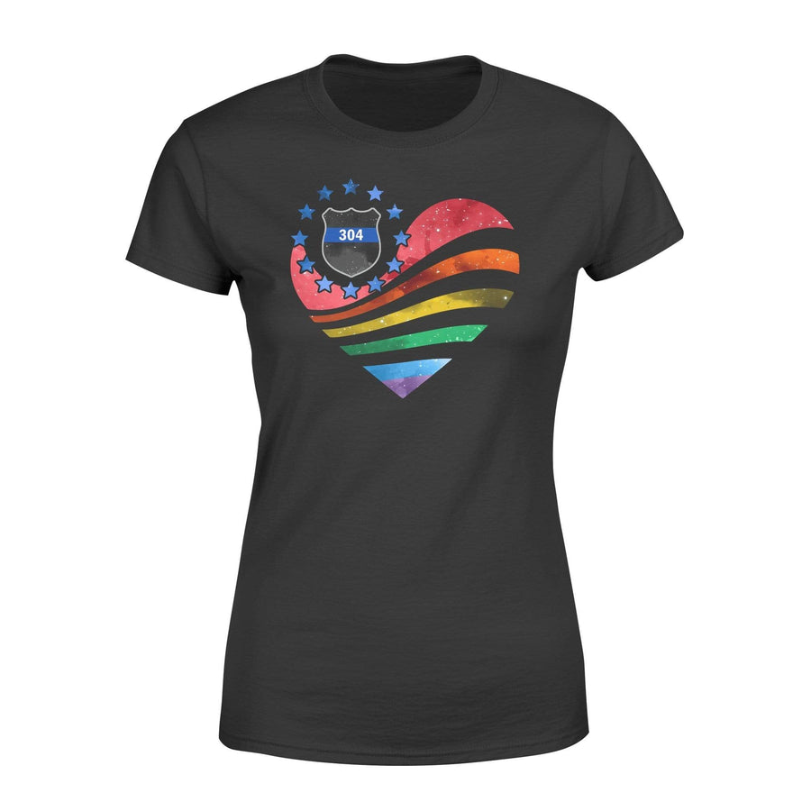 Apparel XS / Black Glaxy Flag Heart - Pride Month - Police - DSAPP