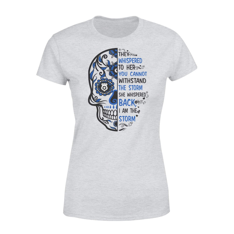 Apparel XS / Grey Half Thin Blue Line Sugar Skull - I Am The Storm Shirt - Standard Women's T-shirt - DSAPP
