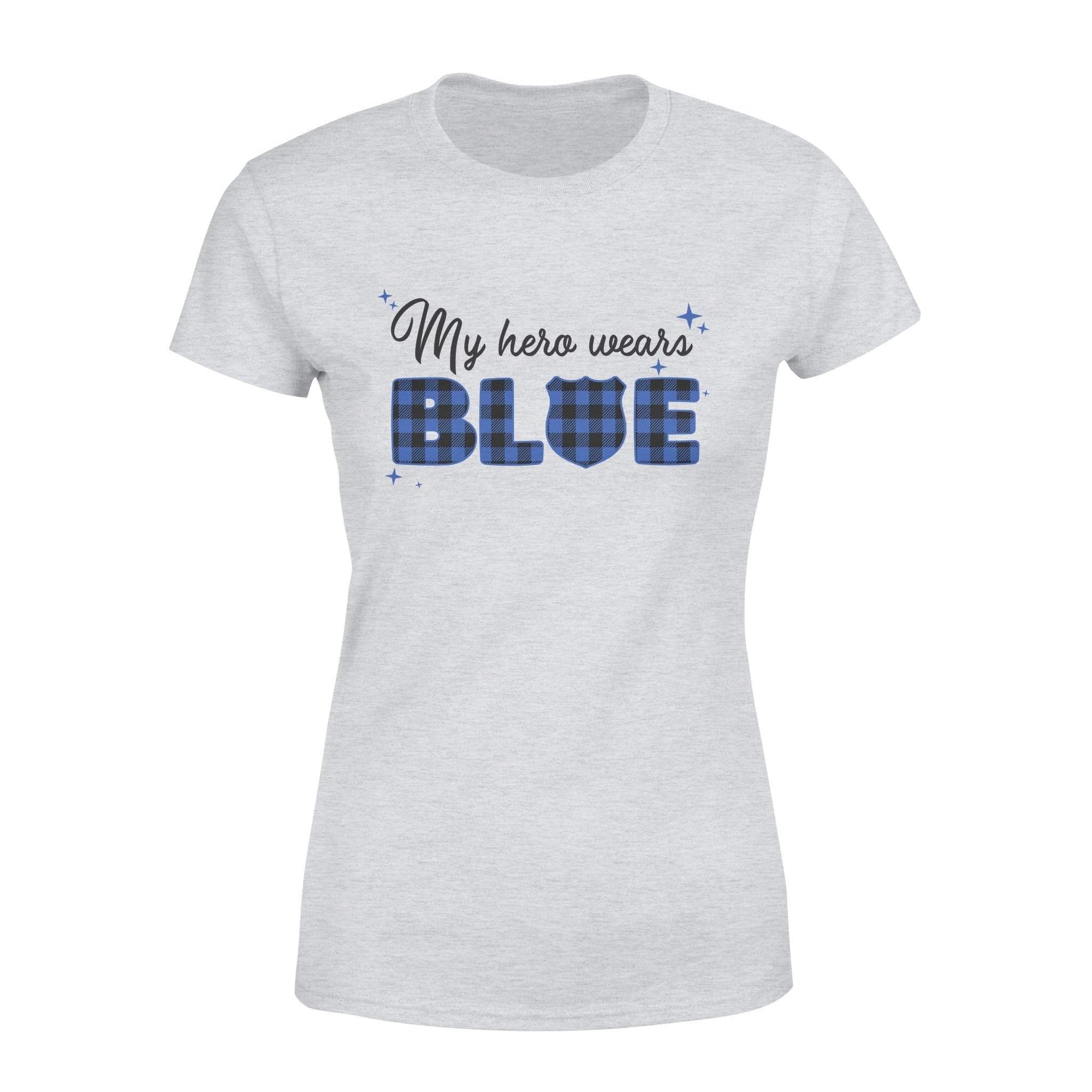 Apparel XS / Grey My Hero Wears Blue - Sparkling Checkered Pattern Shirt - Standard Women's T-shirt