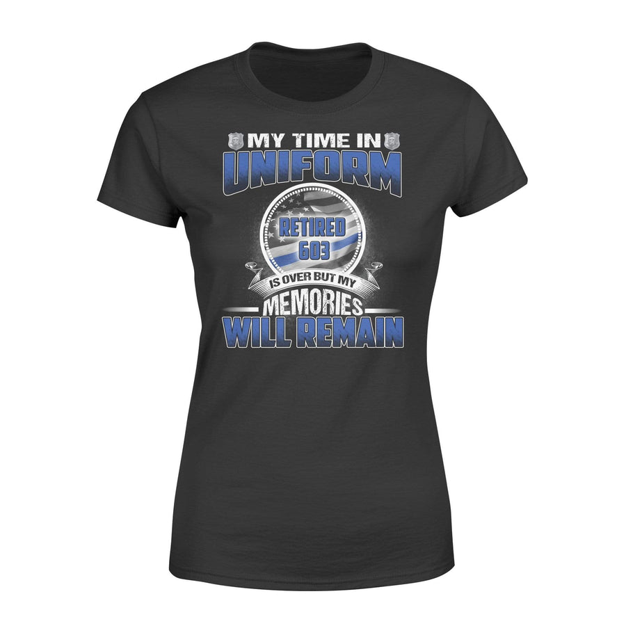 Apparel XS / Black My Time In Uniform - Retired Officer - Personalized Shirt - Standard Women's T-shirt - DSAPP