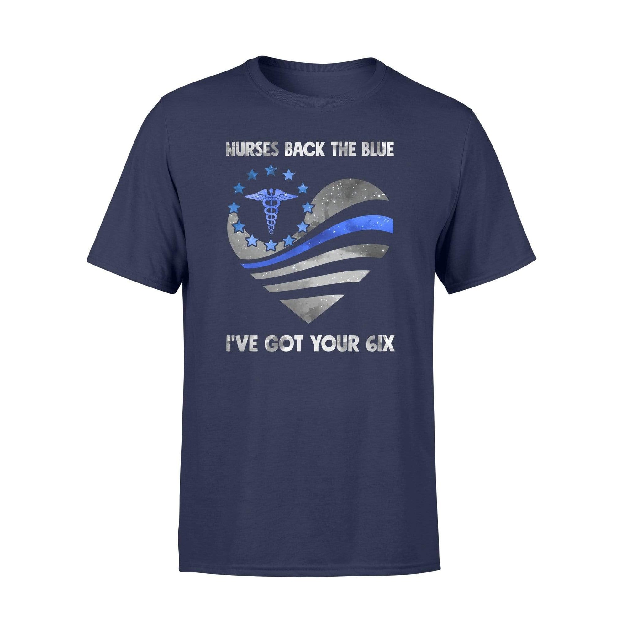 Apparel S / Navy Nurse - Back The Blue - Got Your Six - Galaxy Flag Heart Shirt - Standard T-shirt