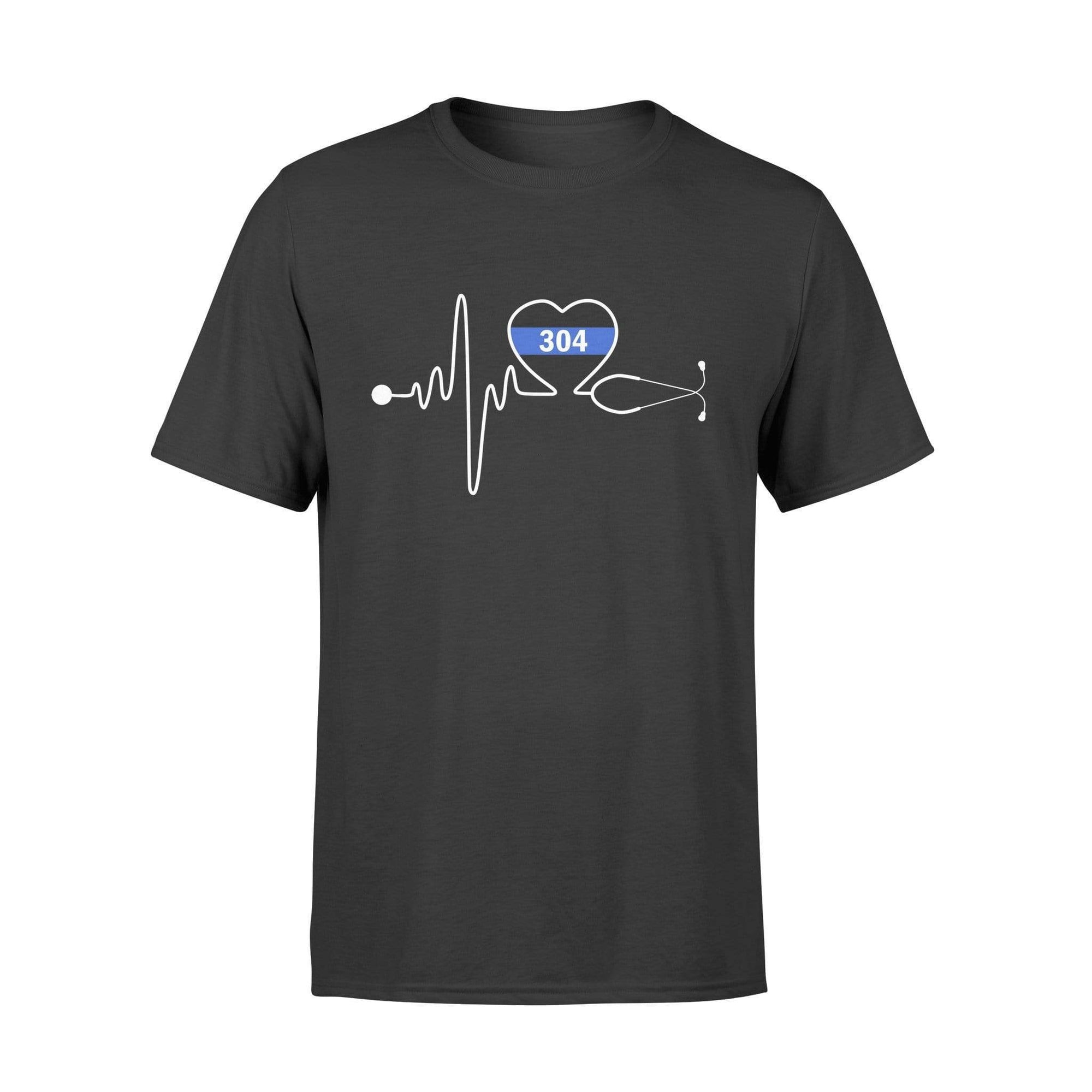 Apparel S / Black Nurse Stethoscope Heartbeat Thin Blue Line Personalized Shirt