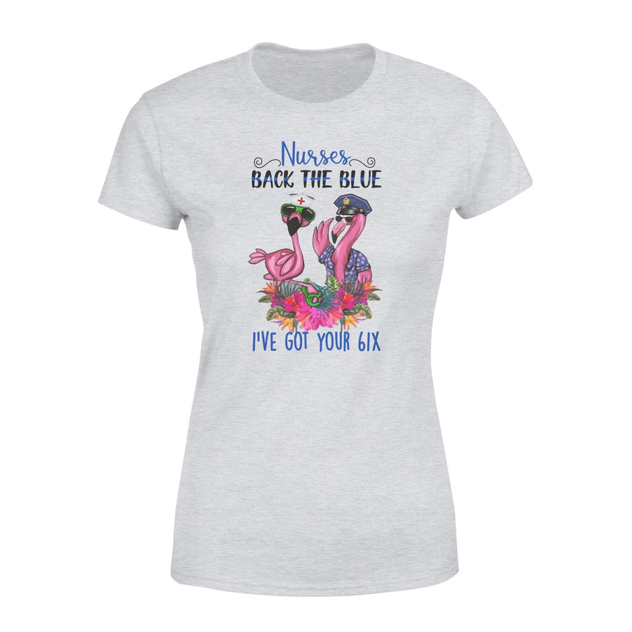Apparel XS / Grey Nurses Back The Blue Flamingo Shirt - Standard Women's T-shirt