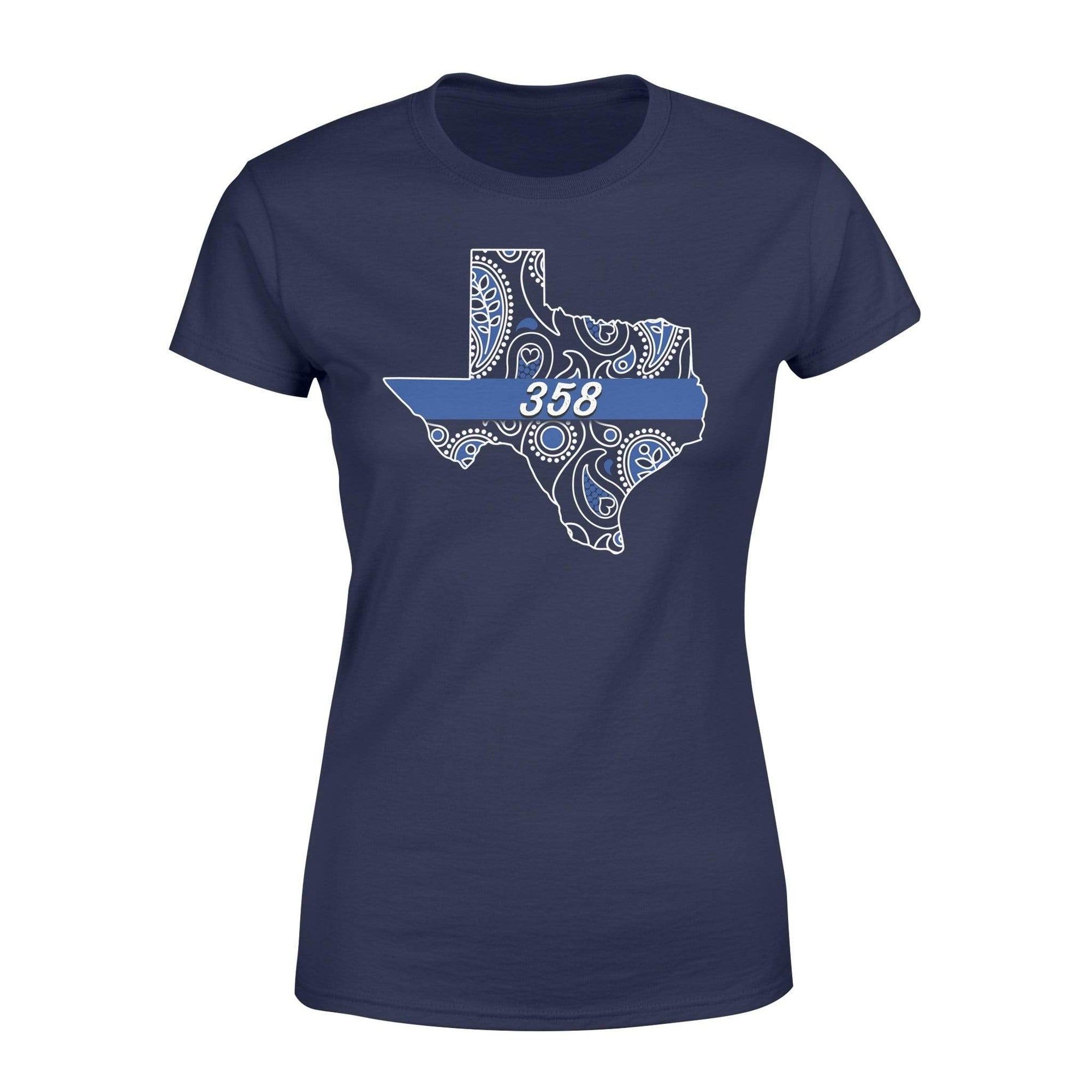 Apparel XS / Navy Paisley State Map - Texas - Thin Blue Line - Personalized Shirt - Standard Women's T-shirt - DSAPP