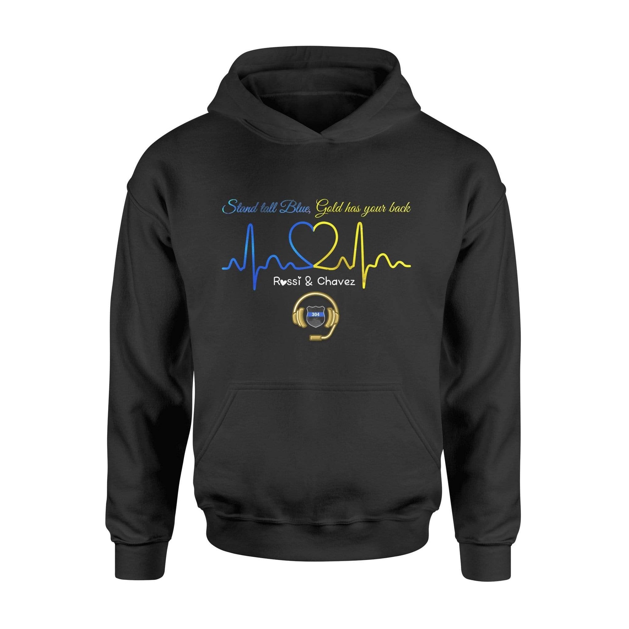 Apparel S / Black Personalized Hoodie - TBL x TGL - Stand Tall Blue Gold Has Your Back - Standard Hoodie  - DSAPP