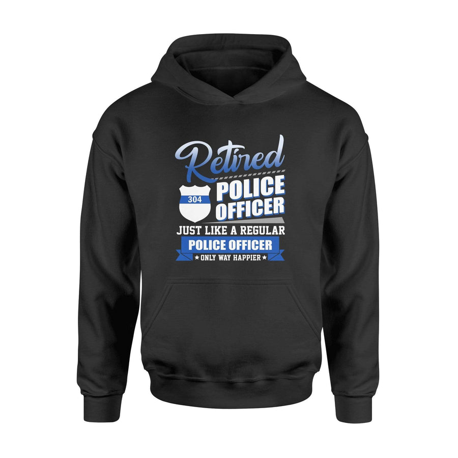 Apparel S / Black Personalized - Retired Police Officer Happier - Standard Hoodie