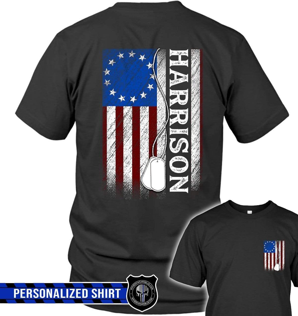 Apparel S / Black Personalized Shirt - Army - Circle Star - Nation Flag - Standard T-shirt