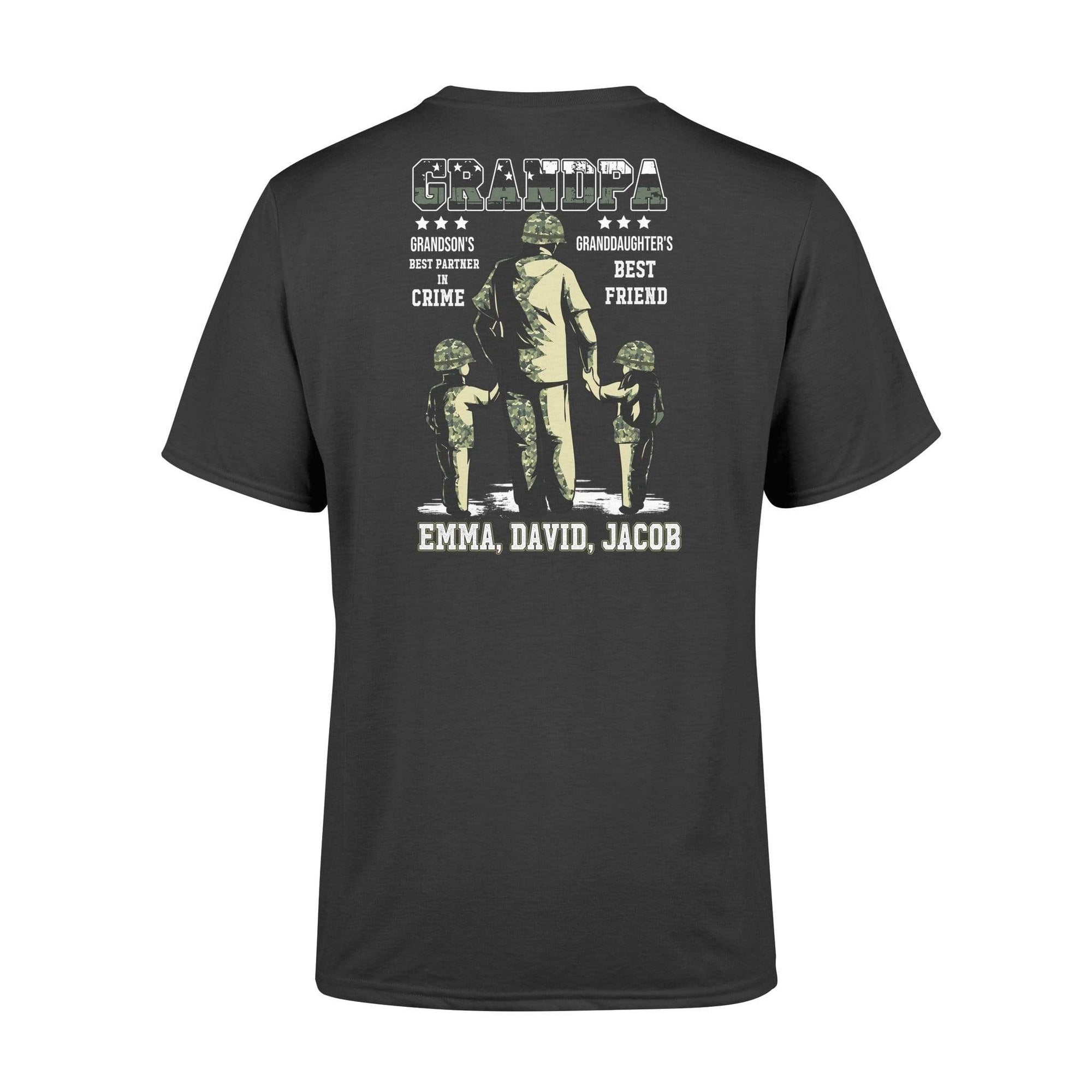 Apparel S / Black Personalized Shirt - Army - Grandpa Best Friend - Best Partner In Crime - Standard T-shirt - DSAPP