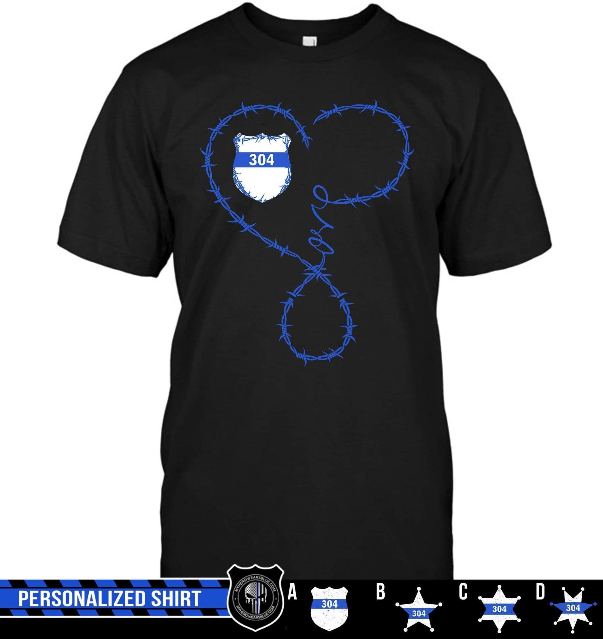 Apparel S / Black Personalized Shirt - Barbed Wire Infinity Love - DSAPP