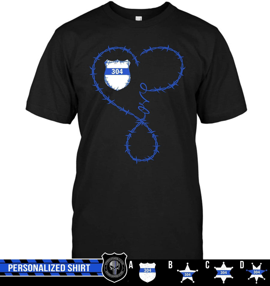 Apparel S / Black Personalized Shirt - Barbed Wire Infinity Love - DSAPP